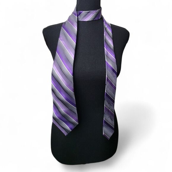 Arrow Other - Vintage Arrow Tie Purple Striped Silk Necktie Classic Preppy Academia VTG